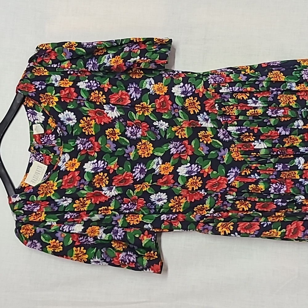 1980s Floral Basque Drop Waist Midi Maxi Full A-line Passports Pier 1 Imports M - Picture 2 of 12